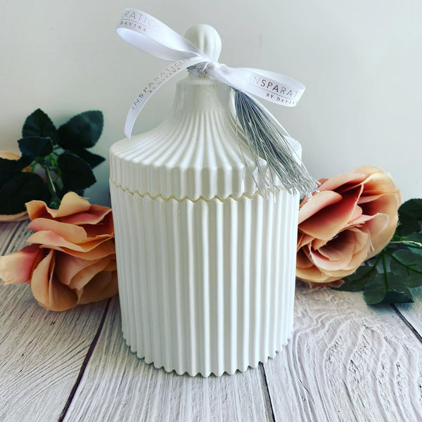 White Large Wood Wick Vintage Jars